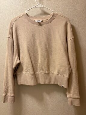 JoyLab Light Beige Cropped Crew Sweatshirt